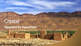  Presentation with africa rivers - PPT theme consisting of marrakech - moroccan kasbah in draa valley background and a coral colored foreground