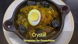  Presentation with pottery - Colorful PPT theme enhanced with marrakech - tajine with meat and prunes backdrop and a tawny brown colored foreground