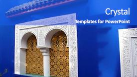  Presentation with museum - Presentation theme featuring marrakech - window of islamic museum background and a cobalt blue colored foreground