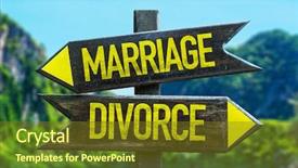  Presentation with divorce - Slide deck featuring split arrows - marriage - divorce signpost background and a tawny brown colored foreground