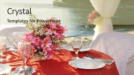  Presentation with wedding anniversary - Beautiful PPT theme featuring marriage anniversary - table center piece wedding table backdrop and a soft green colored foreground