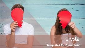  Presentation with broken heart - Theme with their face behind broken heart background and a coral colored foreground