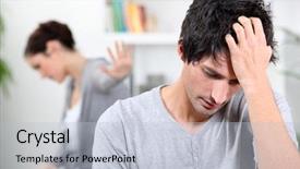  Presentation with marriage communication - Colorful PPT layouts enhanced with marriage communication - couple quarreling backdrop and a light blue colored foreground