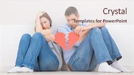  Presentation with broken heart - Presentation theme enhanced with merging paths - discussing couple broken heart holding background and a lemonade colored foreground