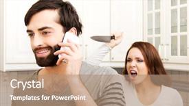  Presentation with frying - Presentation with adultery - young rage woman hitting her background and a coral colored foreground