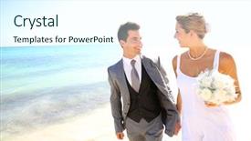  Presentation with married couple - Presentation design enhanced with marriage celebrant - just married couple walking background and a cool aqua colored foreground