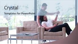  Presentation with family and home love concept - Colorful slide deck enhanced with marriage communication - gay couple love home concept backdrop and a light blue colored foreground