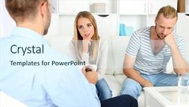  Presentation with marriage counselling - Beautiful PPT theme featuring marriage counselling - unhappy couple not talking backdrop and a sky blue colored foreground