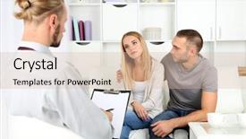  Presentation with marriage counselling - Theme featuring marriage counselling - unhappy couple on couch background and a soft green colored foreground