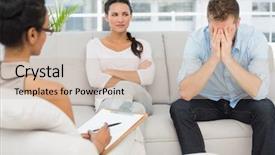  Presentation with couple therapy - PPT theme with marriage counselling - unhappy couple sitting on sofa background and a soft green colored foreground