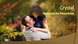  Presentation with hug - Theme enhanced with engaging others - excited couple giving each other background and a tawny brown colored foreground