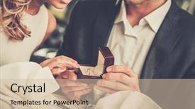  Presentation with box - Slides enhanced with marriage proposed - man holding box with ring background and a soft green colored foreground