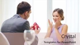  Presentation with restaurant - Presentation theme featuring marriage proposed - restaurant couple and holiday concept background and a soft green colored foreground