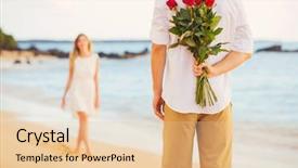  Presentation with romantic love - Slide deck enhanced with marriage proposed - young couple in love man background and a lemonade colored foreground