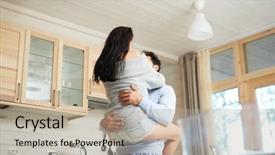  Presentation with married couple - Presentation theme enhanced with married couple brunette woman jump background and a mint green colored foreground