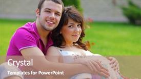  Presentation with happy birthday for husband - Slides consisting of married couple children - happy beautiful pregnant woman background and a coral colored foreground