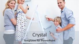  Presentation with family new born - Presentation theme enhanced with married couple children - happy family painting a room background and a light blue colored foreground