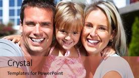  Presentation with family - Cool new presentation design with married couple children - happy smiling family near new backdrop and a red colored foreground