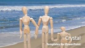  Presentation with teal beach wood - Presentation theme having married couple children - happy wooden family background and a coral colored foreground
