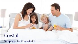  Presentation with family and home love concept - Audience pleasing slides consisting of married couple children - lovely family having breakfast backdrop and a  colored foreground