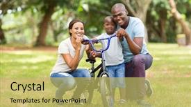  Presentation with family - Colorful theme enhanced with married couple children - portrait of cute young african backdrop and a yellow colored foreground