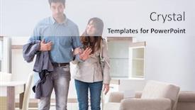  Presentation with married couple - Cool new PPT theme with married couple in the shop choosing furniture backdrop and a sky blue colored foreground