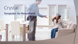  Presentation with married couple - PPT layouts with married couple in the shop choosing furniture background and a sky blue colored foreground