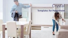  Presentation with married - Presentation design enhanced with married couple in the shop choosing furniture background and a sky blue colored foreground
