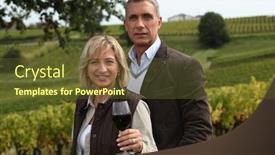  Presentation with married couple - Slides enhanced with married couple in vineyard sampling wine background and a tawny brown colored foreground