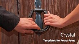  Presentation with married - Beautiful presentation theme featuring married hands opening the door backdrop and a tawny brown colored foreground