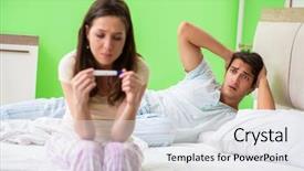  Presentation with married - Slides enhanced with married woman with pregnancy result background and a white colored foreground