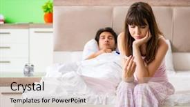  Presentation with married - Slides enhanced with married woman with pregnancy result background and a soft green colored foreground