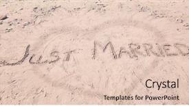 Presentation with beach wedding - Colorful PPT theme enhanced with married written on sand beach backdrop and a lemonade colored foreground