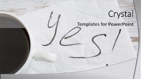  Presentation with table napkin aesthetic - PPT theme enhanced with marrige - yes answer on napkin background and a light gray colored foreground