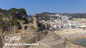  Presentation with mediterranean - Audience pleasing slide deck consisting of mars hill - aerial view of mediterranean town backdrop and a coral colored foreground