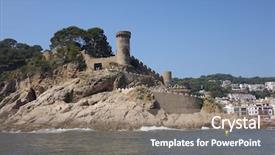  Presentation with aerial view of cape town - Slide deck enhanced with mars hill - view of mediterranean town tossa background and a  colored foreground