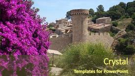  Presentation with mediterranean - Slide set with mars hill - view of mediterranean town tossa background and a  colored foreground