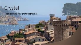  Presentation with mediterranean - Presentation design featuring mars hill - view of mediterranean town tossa background and a  colored foreground
