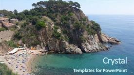  Presentation with mediterranean - Presentation theme consisting of mars hill - view of mediterranean town tossa background and a  colored foreground