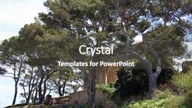  Presentation with aerial view of cape town - Audience pleasing slides consisting of mars hill - view of mediterranean town tossa backdrop and a  colored foreground