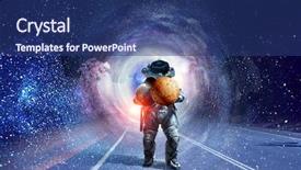  Presentation with mission - Audience pleasing PPT theme consisting of mars space - spaceman carrying his mission mixed backdrop and a ocean colored foreground