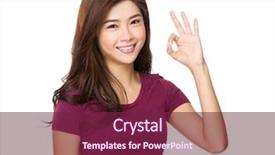  Presentation with deaf dumb sign language used - PPT theme with marsala - asian woman with ok sign background and a violet colored foreground