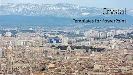  Presentation with notre dame - PPT layouts having marseille aerial view from notre background and a light blue colored foreground