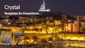  Presentation with notre dame - Colorful slides enhanced with marseille france at night backdrop and a dark gray colored foreground