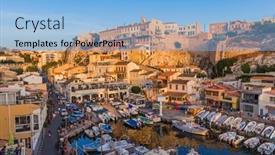  Presentation with fishing boats - Colorful slide set enhanced with marseille-france-august-03-2017 backdrop and a  colored foreground