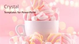  Presentation with sweet candy - PPT theme with marshmallow-close-up-of-marshmallows background and a lemonade colored foreground