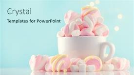  Presentation with chocolate dessert - Amazing slide set having marshmallow-close-up-of-marshmallows backdrop and a cool aqua colored foreground