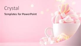  Presentation with sweet candy - Theme with marshmallow-close-up-of-marshmallows background and a lemonade colored foreground