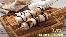  Presentation with wooden - Audience pleasing slides consisting of marshmallow-on-old-wooden-table backdrop and a tawny brown colored foreground