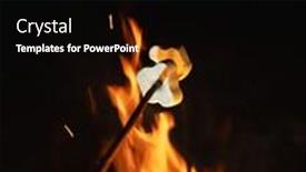  Presentation with wooden stick - PPT theme consisting of marshmallows-on-wooden-stick-roasted and a black colored foreground